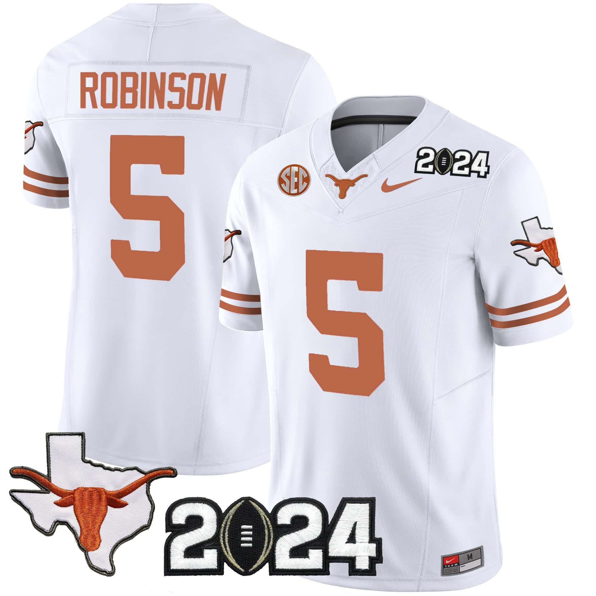 Men Texas Longhorns #5 Robinson White 2024 Nike Vapor Limited NCAA Jersey->customized nfl jersey->Custom Jersey